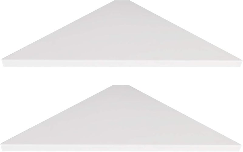 Evron Corner Mounting Shelf Set of 2 – Easy to Install Floating Wall Shelves with Wood Grain Finish, Durable and Waterproof ABS Plastic for Kitchen, Bathroom, Living Room Home Décor - Image 1