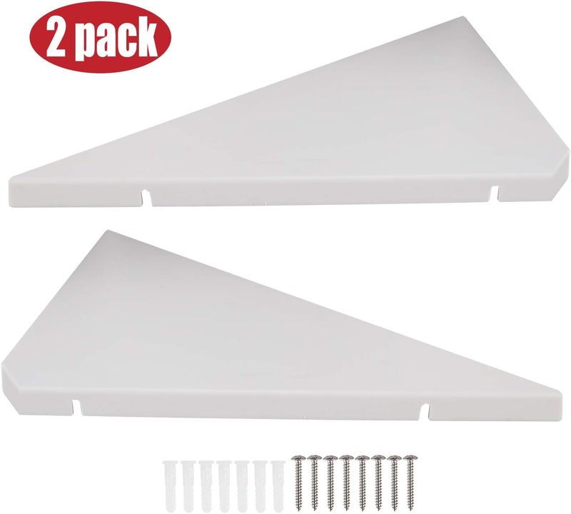 Evron Corner Mounting Shelf Set of 2 – Easy to Install Floating Wall Shelves with Wood Grain Finish, Durable and Waterproof ABS Plastic for Kitchen, Bathroom, Living Room Home Décor - Image 4