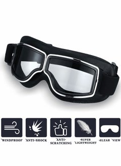 Excefore 2 Pcs Motorcycle Riding Glasses Goggles Vintage Pilot Style Cruiser Scooter Goggle ATV Anti-Scratch Dustproof Windproof  - Image 2