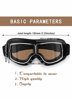 Excefore 2 Pcs Motorcycle Riding Glasses Goggles Vintage Pilot Style Cruiser Scooter Goggle ATV Anti-Scratch Dustproof Windproof  - Image 4