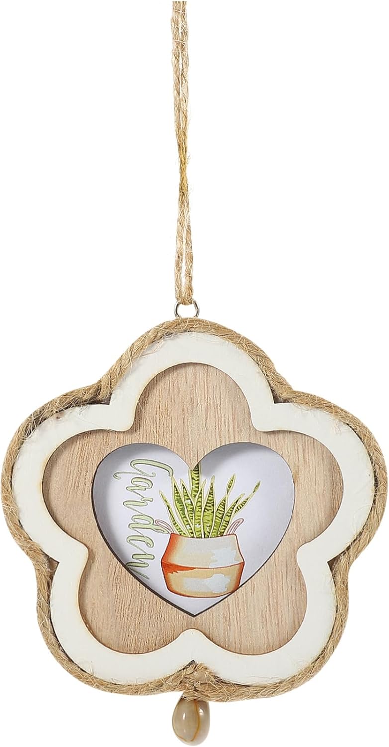 Small Wood Photo Frame Mini House Hanging Ornament for DIY Decor Lightweight Rustic Wall and Dollhouse Decoration Unfinished Craft Frame with Flower Shape for Living and Tiny - Image 1