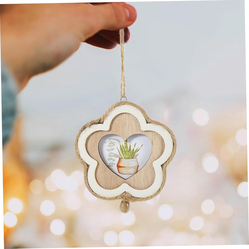 Small Wood Photo Frame Mini House Hanging Ornament for DIY Decor Lightweight Rustic Wall and Dollhouse Decoration Unfinished Craft Frame with Flower Shape for Living and Tiny - Image 4
