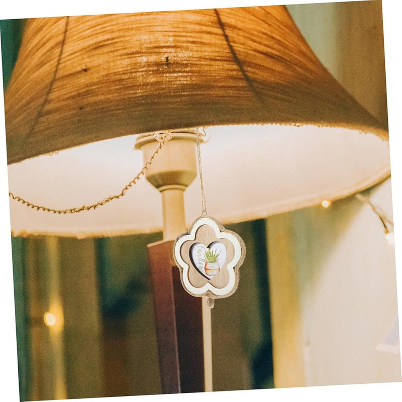 Small Wood Photo Frame Mini House Hanging Ornament for DIY Decor Lightweight Rustic Wall and Dollhouse Decoration Unfinished Craft Frame with Flower Shape for Living and Tiny - Image 5