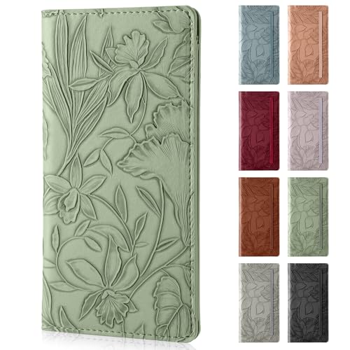 Pisypox Checkbook Cover for Personal Checkbook，Soft PU leather with a detailed embossed flower pattern，with Pen Holder & Built-in Clear Plastic Divider for Duplicate Checks - Image 1