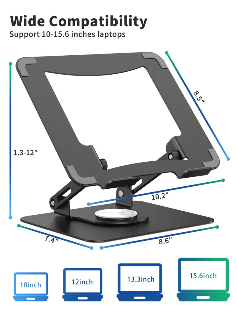 فوميمو حامل كمبيوتر محمول قابل للتعديل، حامل كمبيوتر محمول مريح مع قاعدة دوارة 360 درجة، حامل كمبيوتر محمول متوافق مع جميع أجهزة الكمبيوتر المحمولة مقاس 10-15.6 بوصة - Image 3