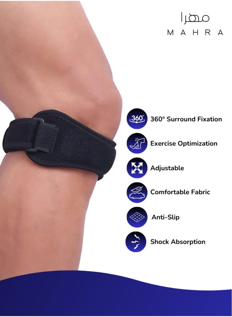 Generic Set of 2 | Patellar Tendon Brace | Black, Set of 2, Adjustable Knee Support Straps for Relief from Pain, Jumper's Knee, Tendonitis, Athletics, Running, Basketball, Knee Compression, Patellar Stabilizer, Lightweight and Breathable  - Image 3