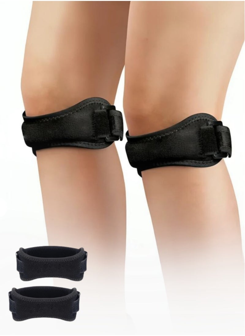 Generic Set of 2 | Patellar Tendon Brace | Black, Set of 2, Adjustable Knee Support Straps for Relief from Pain, Jumper's Knee, Tendonitis, Athletics, Running, Basketball, Knee Compression, Patellar Stabilizer, Lightweight and Breathable  - Image 1