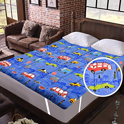 RRC Cotton Super Soft 700 GSM Hollow Fiber Filled Mattress Padding/Topper for Comfortable Sleep, 4 Corner Elastic Band King Size 72X78(Inches) 6X6.5(Feet) Mattress Topper, Blue - Image 1