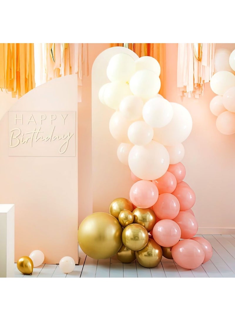 Ginger Ray Balloon Arch Kit Peach White Gold Latex DIY 75-Pack 5m - Image 2