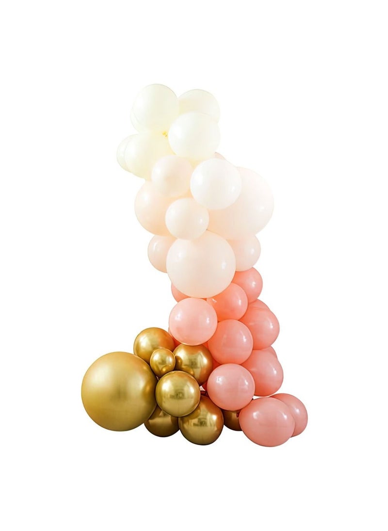 Ginger Ray Balloon Arch Kit Peach White Gold Latex DIY 75-Pack 5m - Image 1