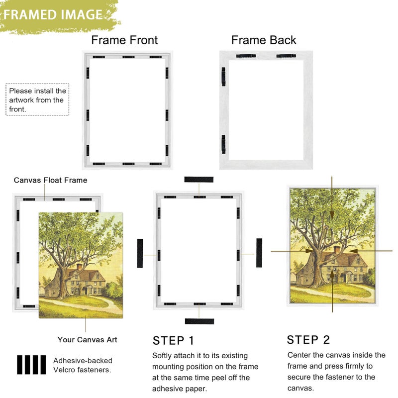 Abtgt 16x20 Canvas Floating Frame with 0.9" Deep, White Floater Frame for Canvas Paintings with Adhesive, Vertical or Horizontal Wall Art frame for Prints Oil Painting Diamond Decor, 1 Pack. - Image 2