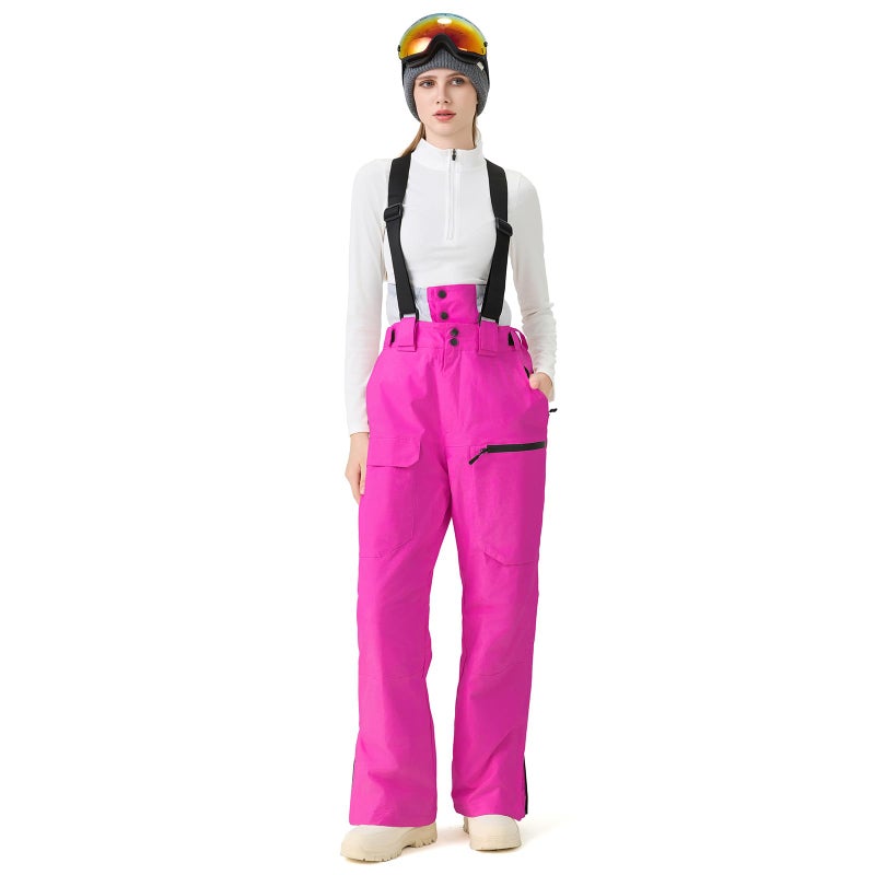 GS SNOWING Women Baggy Ski Pants Men Snow Bibs Snowboard Overall Insulated Windproof Waterproof for Winter Outdoor Sports Rose L - Image 2