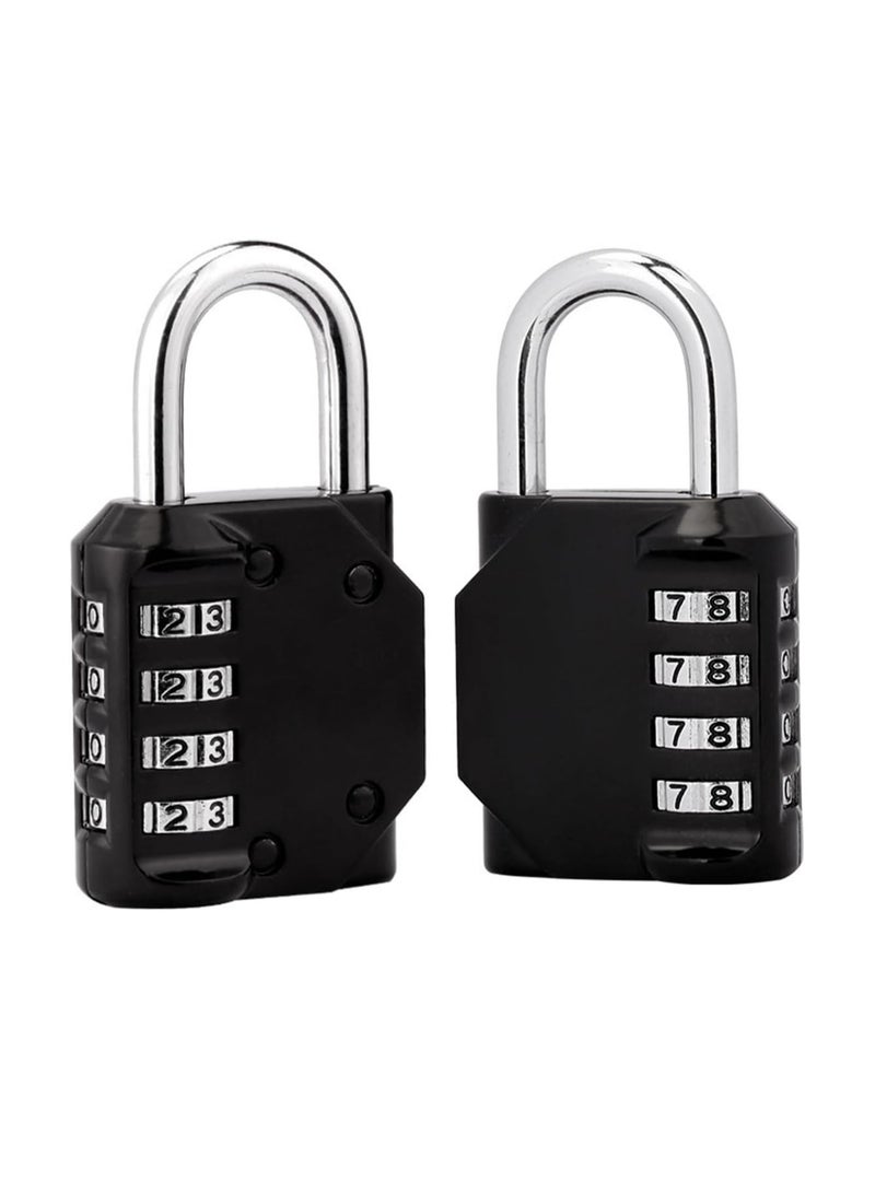 ECVV 2 Pcs Combination Padlocks 4 Digit Code Security Luggage Lock Suitcase Locks Heavy Duty Lock Weather Proof Keyless for Outdoor, Gym, School, Garage, Storage-Black - Image 1