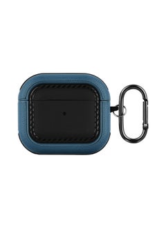 Suitable For Airpods 3rd Generation Bluetooth Headset Protective Cover For Apple Pro2 Pure Color Leather Pattern Soft Shell Simple Anti-fall Export-Color:Leather Texture Soft Shell-black + Blue (with Packaging Box)-Applicable Models:Airpods Pro2 Headphone Case