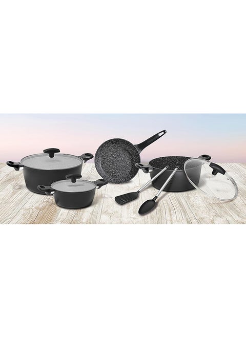 Pedrini Maori Cookware Set (Casserole+Gl20/24 /28,Fry P Padell 24,Serving Spon &Universal Turner Nylon Head)