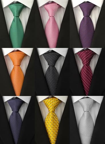 Adulove Men's Necktie Classic Silk Tie Woven Jacquard Neck Ties 9 PCS - Image 2