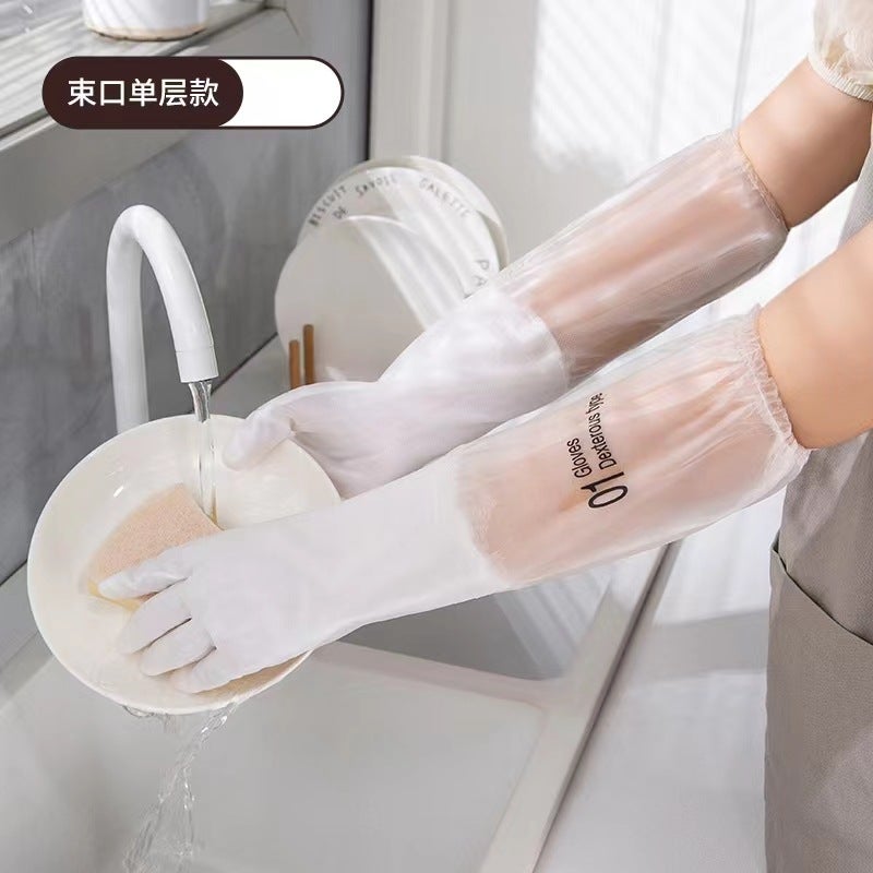 Durable Latex Kitchen Gloves with Fleece for Dishwashing Beam single layer