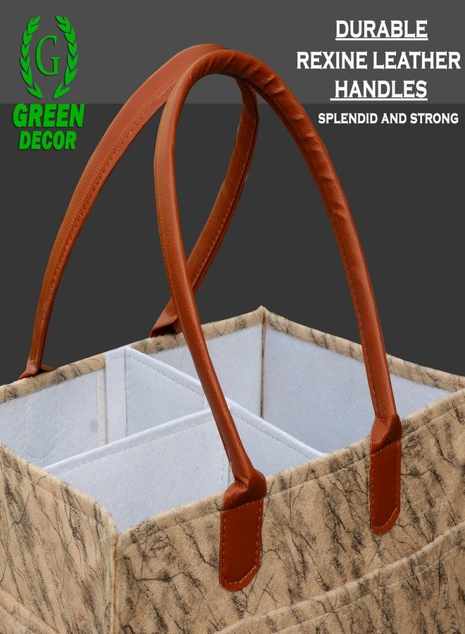 GREEN DECOR - 400 GSM Felt Designer Diaper Bag With Handles for Smart Mothers, Baby Diaper & Wipes Caddy Organizers,Nursery Storage Foldable & Portable (Marble Print, Sepia Color, 18X12X9 Inches) - Image 4