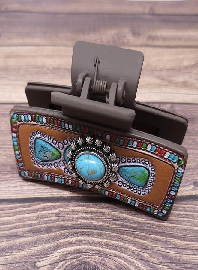 Emulily Western Squash Blossom 3.25 "Hair Claw Clips Navajo Boho(Turquoise) - Image 3