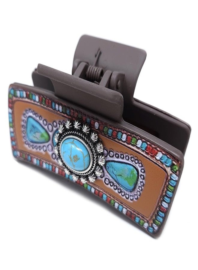 Emulily Western Squash Blossom 3.25 "Hair Claw Clips Navajo Boho(Turquoise) - Image 1