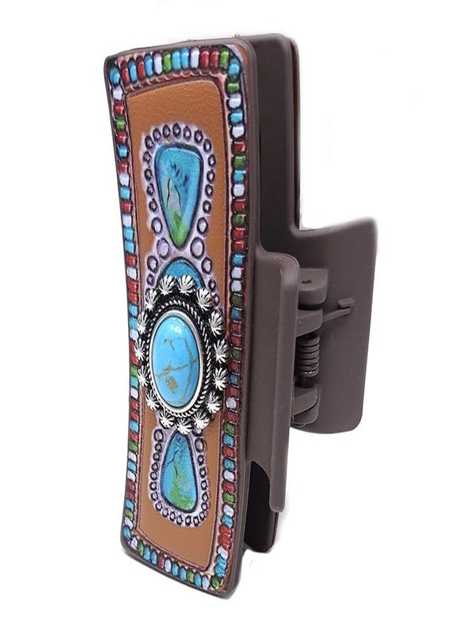 Emulily Western Squash Blossom 3.25 "Hair Claw Clips Navajo Boho(Turquoise) - Image 4
