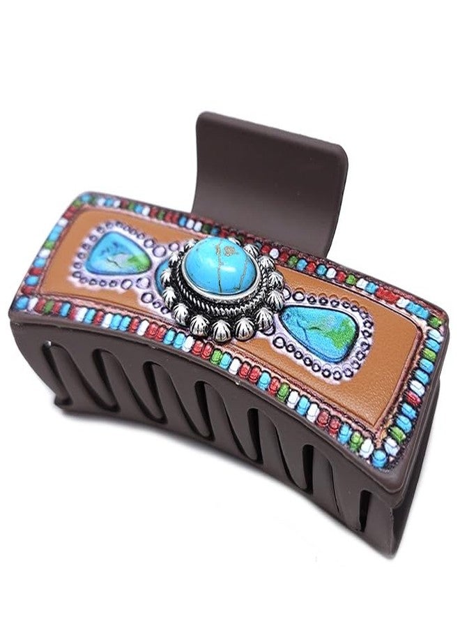 Emulily Western Squash Blossom 3.25 "Hair Claw Clips Navajo Boho(Turquoise) - Image 5