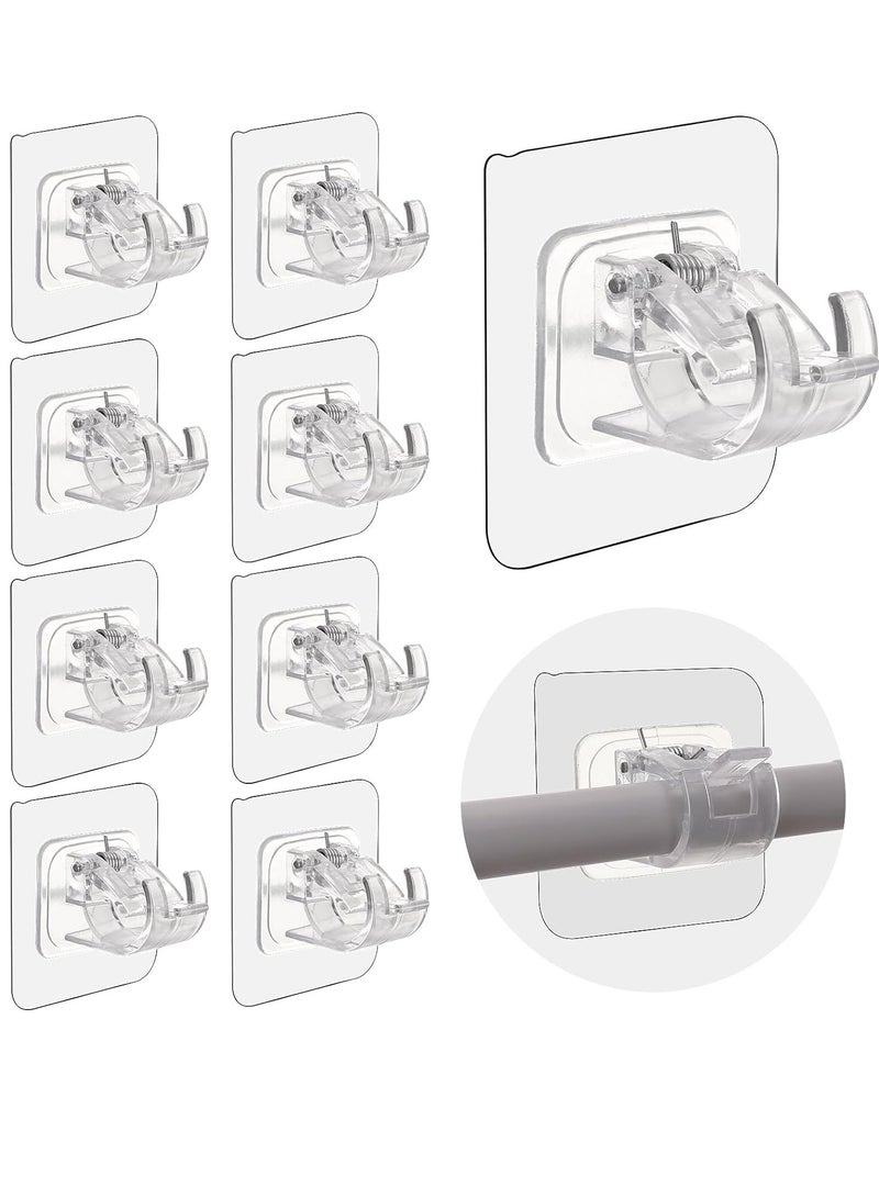 8 Pack No Drill Curtain Rod Brackets No Drill Curtain Rod Holder Self Adhesive Curtain Rod Hooks - Image 1
