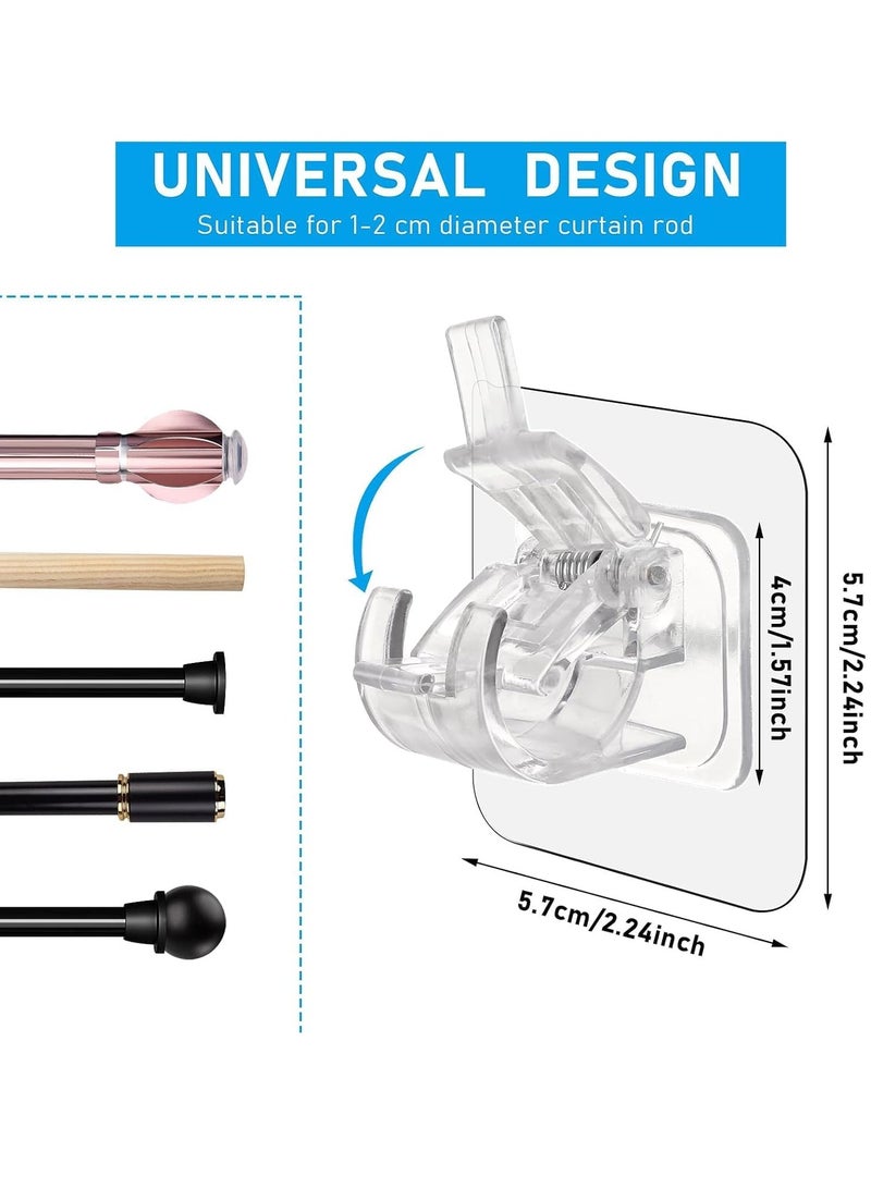 8 Pack No Drill Curtain Rod Brackets No Drill Curtain Rod Holder Self Adhesive Curtain Rod Hooks - Image 2