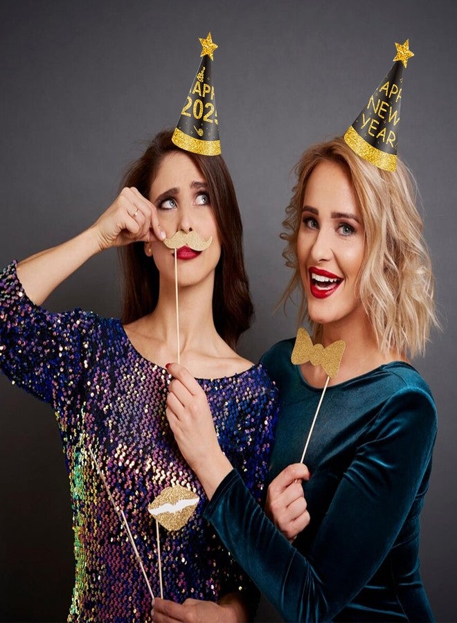 Glodecart 12PCS Black Gold Disposable Paper Cone Hats for Adult New Year's Eve 2025 Party Supplies Celebration Decoration - Image 2