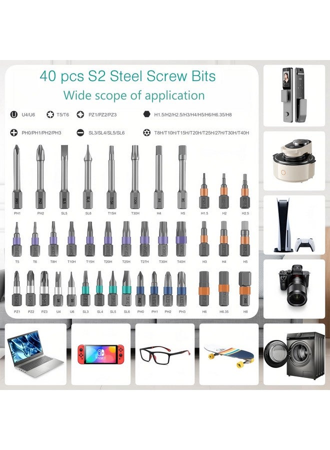 ORIA Ratchet Screwdriver Set, 42 in 1 Magnetic Repair Tool Kit with Rotatable Ratchet Handle, Screwdriver Set with 40 PCS Magnetic Precision Bits, Storage Case for Home Appliances - Image 4