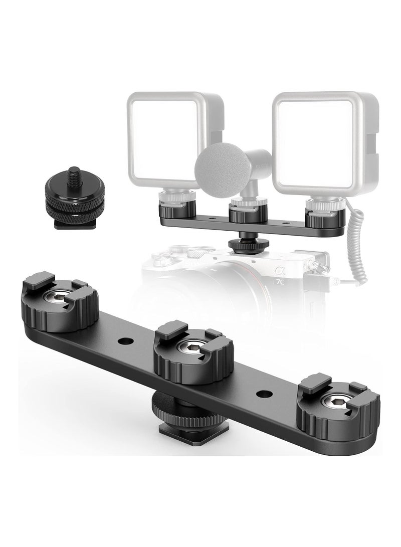 Captaintech Camera Cold Shoe Extension Mount, Three Cold Shoe Mouth 1/4 Screw Hole 180 Degree Rotation Expansion Bracket, Vlog Accessories Kits, for Gopro, for iPhone, for Sony for Canon - Image 2