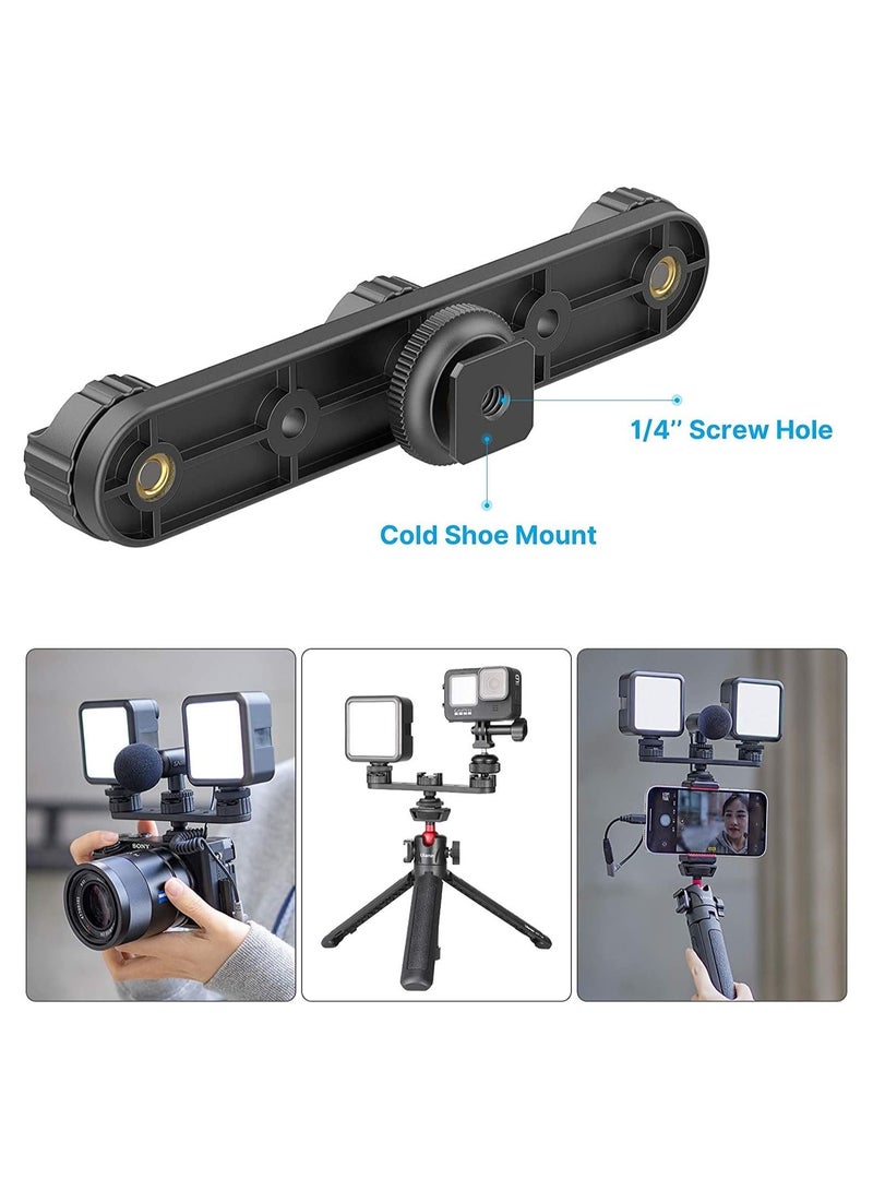 Captaintech Camera Cold Shoe Extension Mount, Three Cold Shoe Mouth 1/4 Screw Hole 180 Degree Rotation Expansion Bracket, Vlog Accessories Kits, for Gopro, for iPhone, for Sony for Canon - Image 4