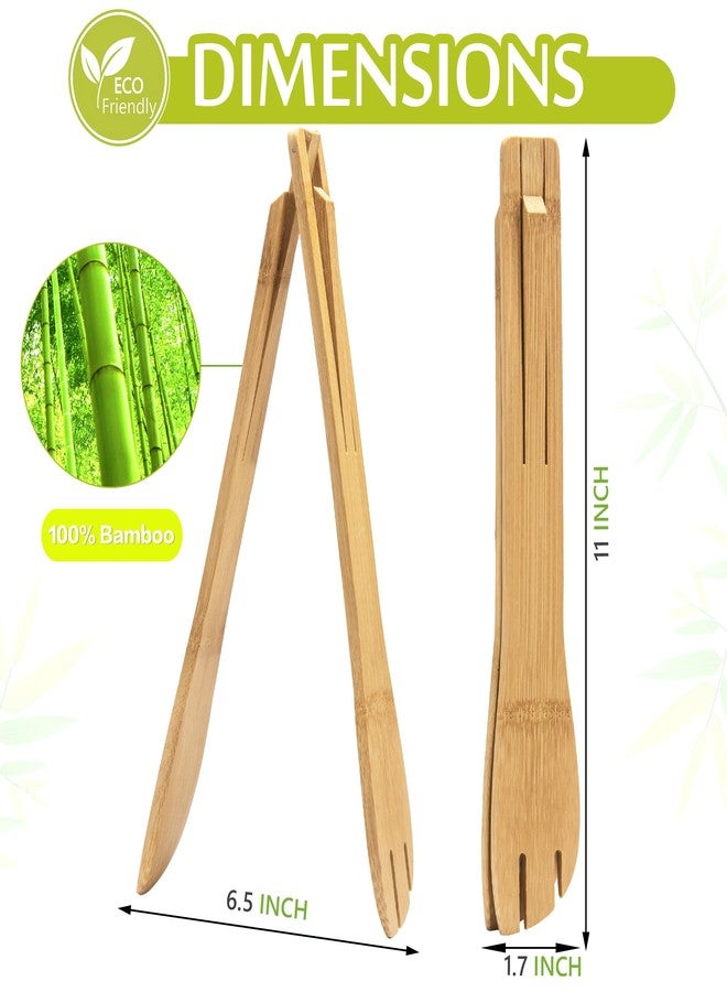 laboos Versatile Bamboo Salad Tongs | Wooden Cooking Tongs, Enhanced Grip, Perfect for Kitchen Use, Camping, and Grills | Collapsible for Easy Carry & Storage and Serving Food | Set of 2 - Image 2
