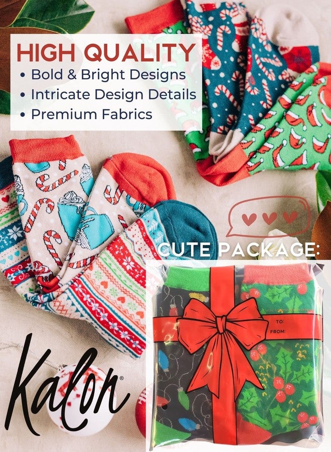 كالون مجموعة جوارب كالون النسائية المكونة من 6 قطع، جوارب عيد الميلاد، مجموعة هدايا مرحة ولطيفة للعطلات (مقاس متوسط، مرح) - Image 4