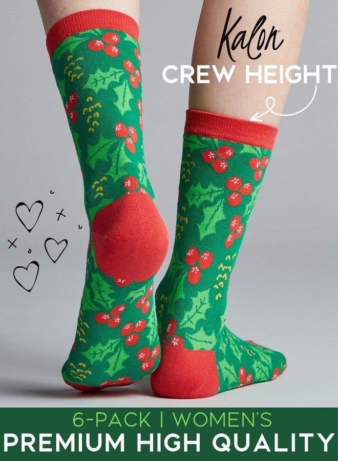 كالون مجموعة جوارب كالون النسائية المكونة من 6 قطع، جوارب عيد الميلاد، مجموعة هدايا مرحة ولطيفة للعطلات (مقاس متوسط، مرح) - Image 3