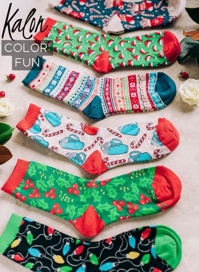 كالون مجموعة جوارب كالون النسائية المكونة من 6 قطع، جوارب عيد الميلاد، مجموعة هدايا مرحة ولطيفة للعطلات (مقاس متوسط، مرح) - Image 2