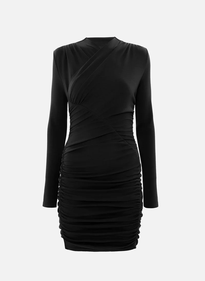 Lichi  Jersey mini dress with asymmetrical gathering at the front for Women | Best Price UAE