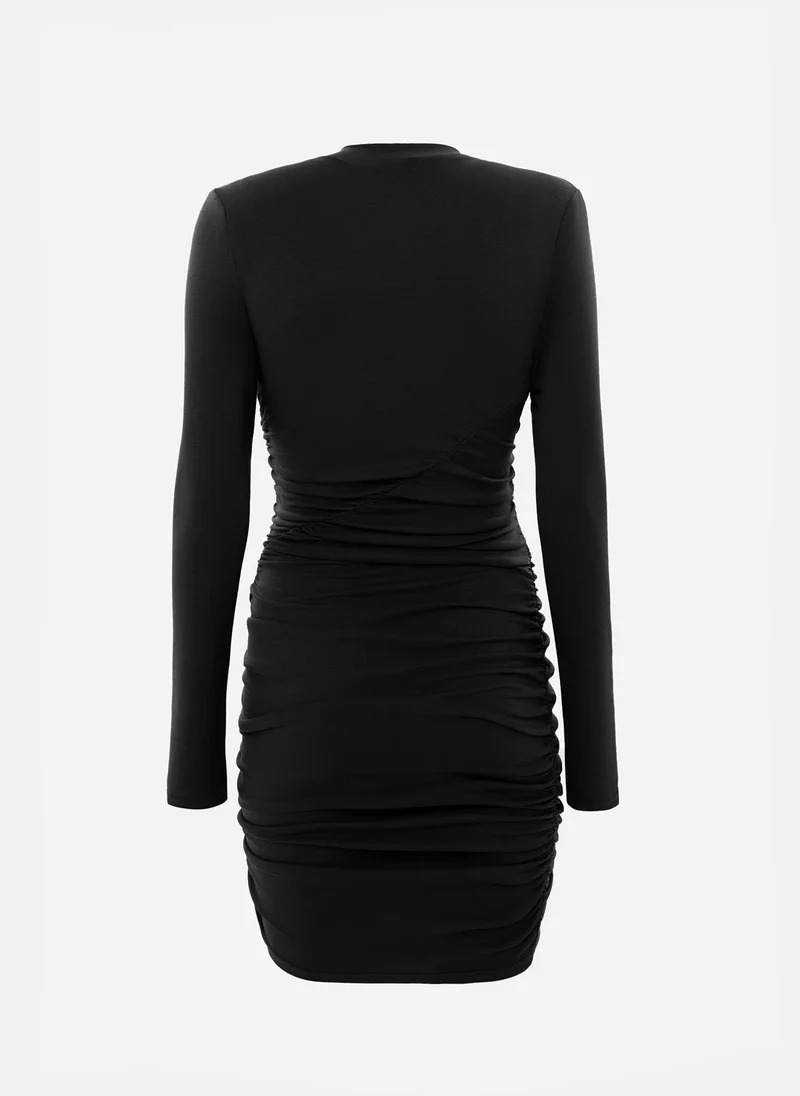 Lichi  Jersey mini dress with asymmetrical gathering at the front for Women | Best Price UAE