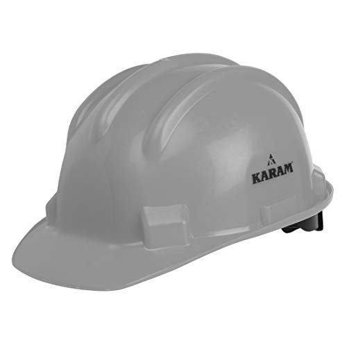 KARAM PN521 Safety Helmet for Men Construction Helmet | Ratchet Type Adjustment with Adjustable Chin Strap | Work Helmet with Side Slot for Attachment | is:2925:1984 Certified | Grey - Image 1