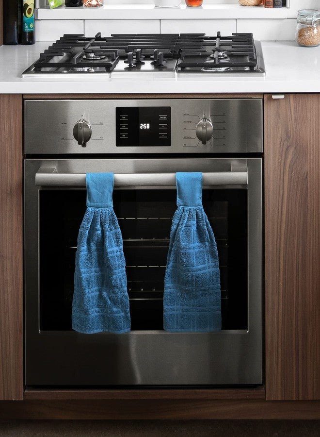 ZENVY Tie Latch Towels Set of 2 | Hanging Hand Towels Set with Hook & Loop Closure (Blue) | Made in India - Image 2