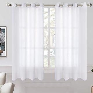 BGment Linen Look Semi Sheer Curtains for Bedroom, Grommet Light Filtering Casual Textured Privacy Curtains for Living - Image 1