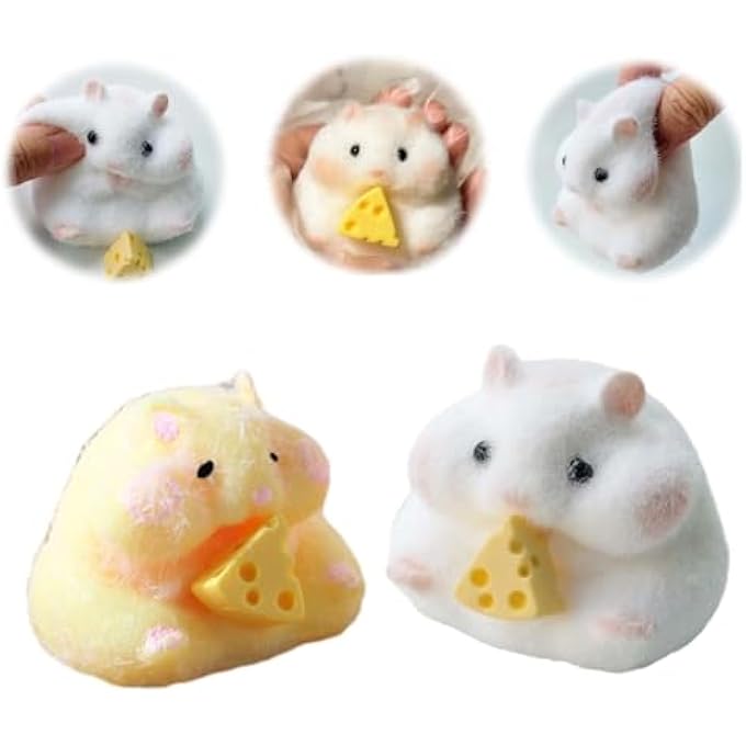 SWIUKPHE 3inch Big Cute Soft Hamster Squishy Toys,2pcs Squishy Hamster Squeeze Toys,for Kids Party Favors,Suitable Adults Kids - Image 1