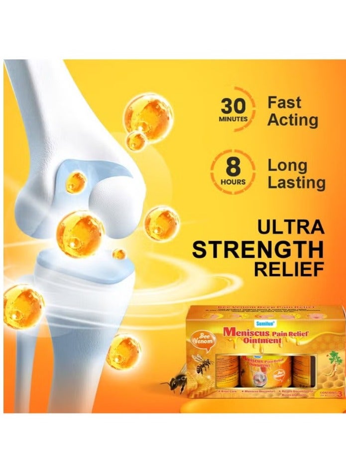 Sumifun مرهم تخفيف آلام الغضروف 3 قطع كريم تخفيف آلام المفاصل عناية بالركبة بلسم سم النحل لعلاج المفاصل جل كريم تخفيف آلام سم النحل 3x15 جرام - Image 3
