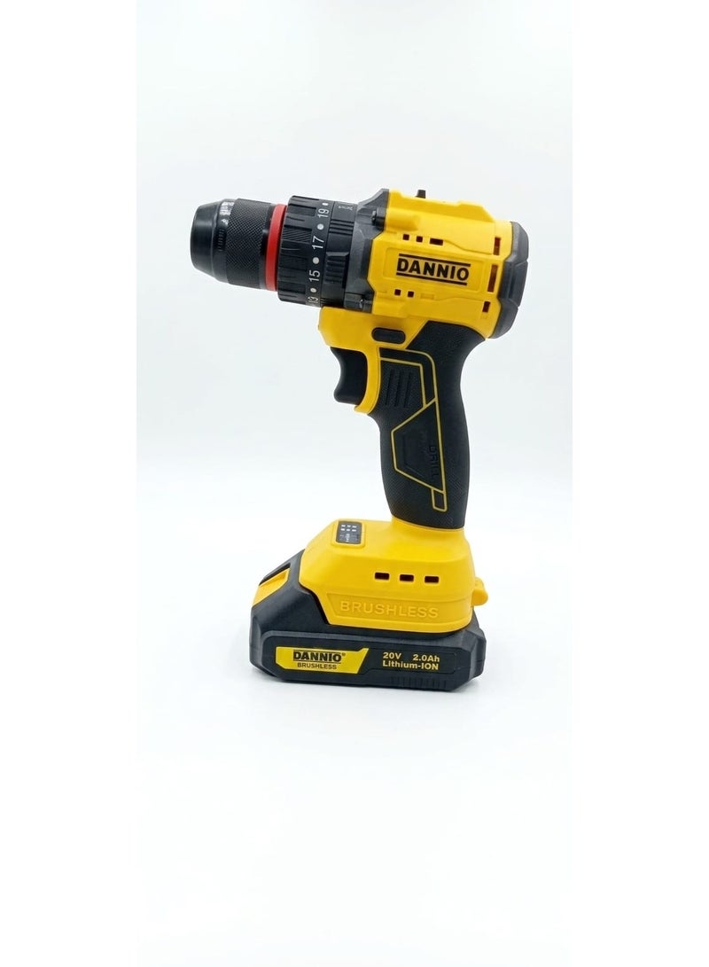 Dannio Heavy Duty 20V Cordless Drill, Two Lithium-Ion Batteries And Fast Charger, 3/8-Inch Drill Kit, 25+ 3-Position Clutch, LED Work Light, Variable Speed Drill, 256 Pounds Of Torque, - Image 5