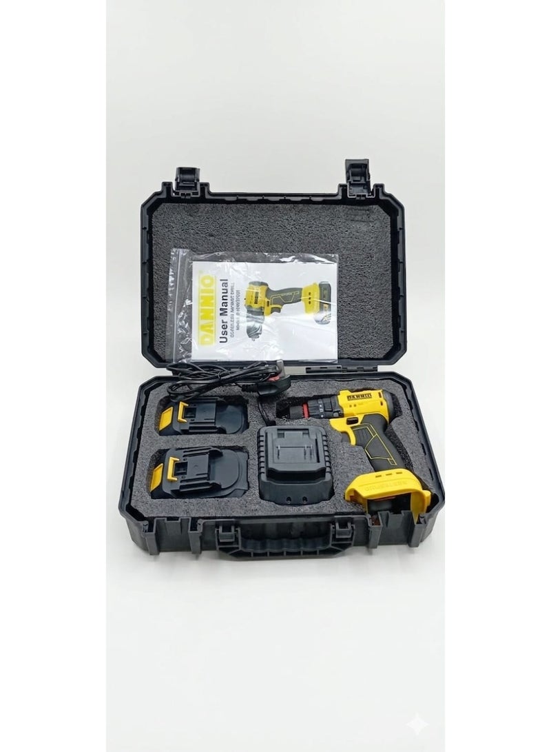 Dannio Heavy Duty 20V Cordless Drill, Two Lithium-Ion Batteries And Fast Charger, 3/8-Inch Drill Kit, 25+ 3-Position Clutch, LED Work Light, Variable Speed Drill, 256 Pounds Of Torque, - Image 1