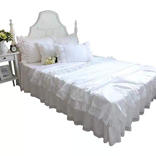 Meaning4 2-Pack White Pillow Shams Shabby Chic Pillowcases with Lace Ruffles Vintage Pillow Covers Cotton Queen Size 20"X30" Luxury Elegant - Image 4