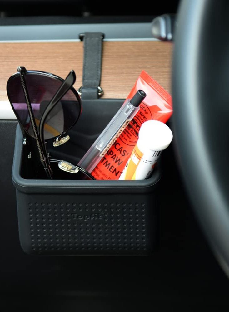 SYOSI Car Vent Organizer Bag for Tesla Model 3 and Model Y, Multifunctional Silicone Storage Bag, Phone Bag, Sunglass Holder (Black) - Image 2