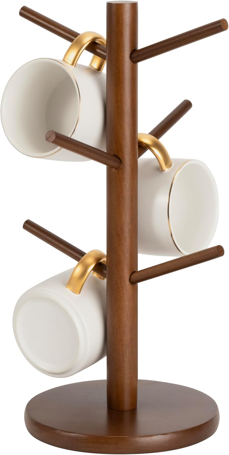 MYLIFEUNIT Mug Holder Tree, Coffee Cup Holder with 6 Hooks (Brown) - Image 1