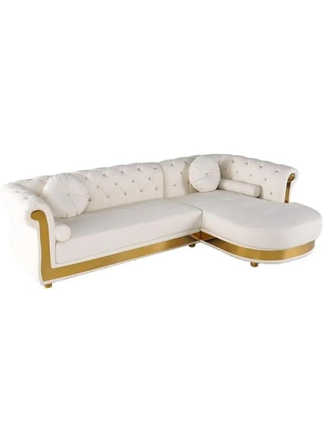 Poppins Home Poppins HOME L-Shaped White Corner Sectional Sofa Loveseat with Chaise  - Image 1