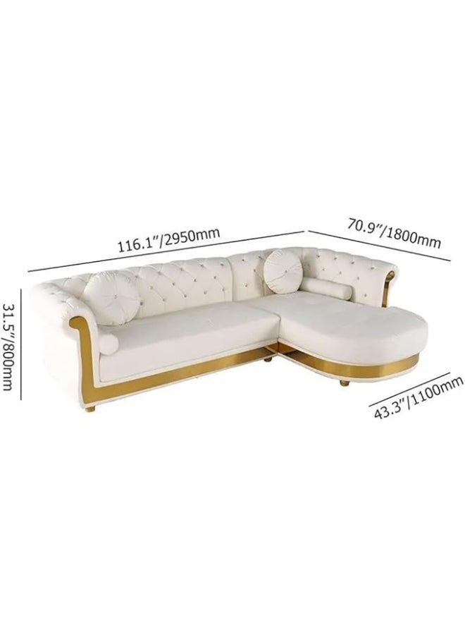 Poppins Home Poppins HOME L-Shaped White Corner Sectional Sofa Loveseat with Chaise  - Image 3